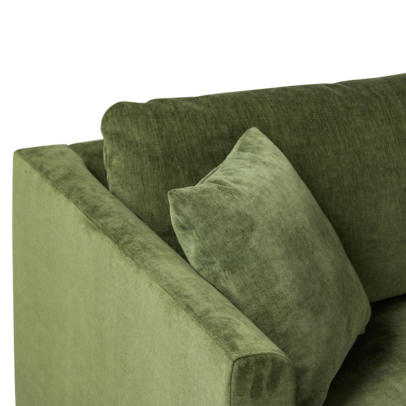 Poly & Bark Lucerne Sectional with Extra-Wide Chaise in Distressed Green Velvet
