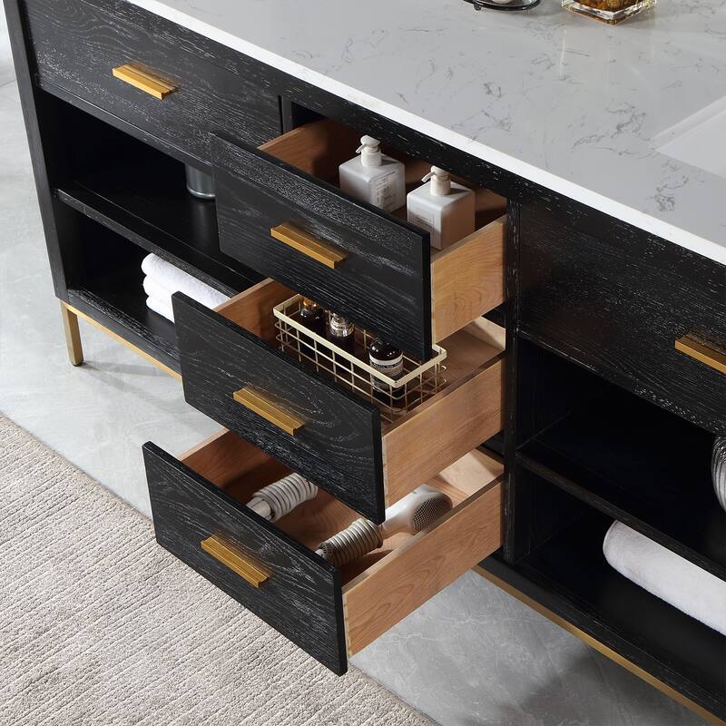 Altair Kesia Bathroom Vanity with Composite Stone Countertop with Mirror