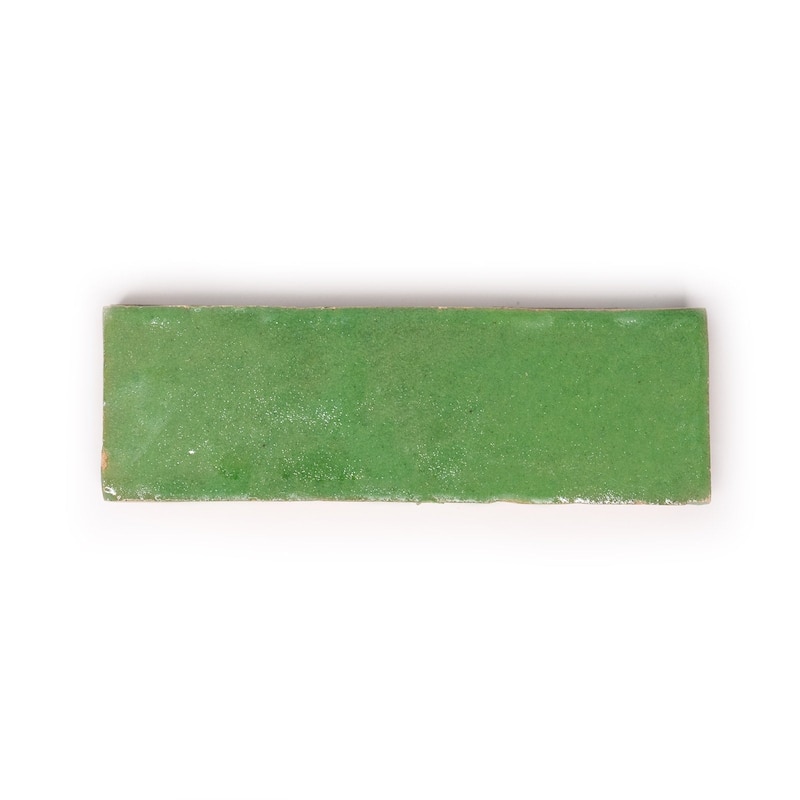 Moroccan Handmade 2''x6'' Solid Color Zellige Tile in Green