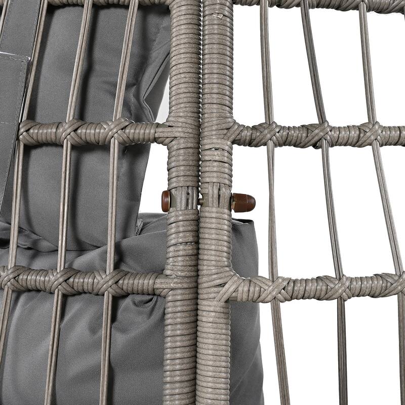 Outdoor Rattan Swivel Chair with Cushions and Rocking Function