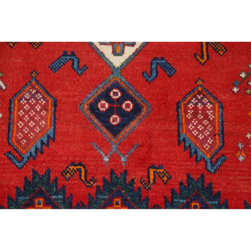 Hand Knotted Oriental 100% Wool Carpet Traditional Tribal Red Sirjan Area Rug - 6' 5'' X 4' 10''