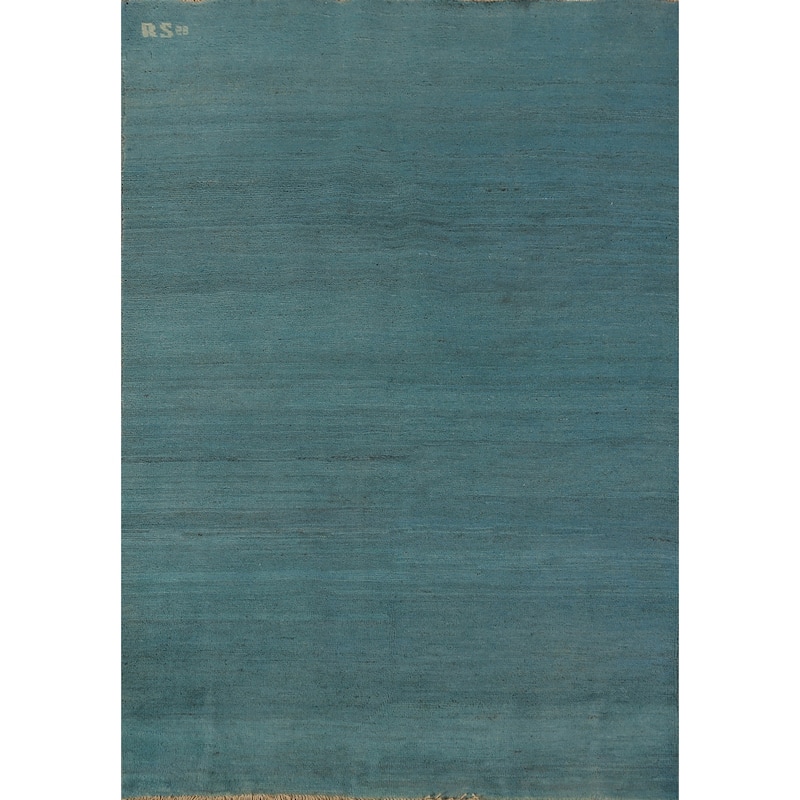 Modern Teal Gabbeh Oriental Area Rug Handmade Wool Carpet - 3'11" x 5'8"