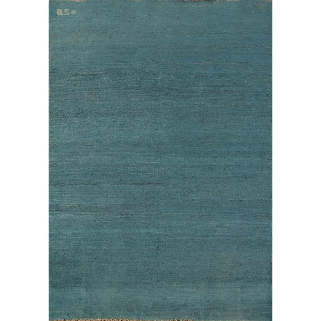 Modern Teal Gabbeh Oriental Area Rug Handmade Wool Carpet - 3'11" x 5'8"