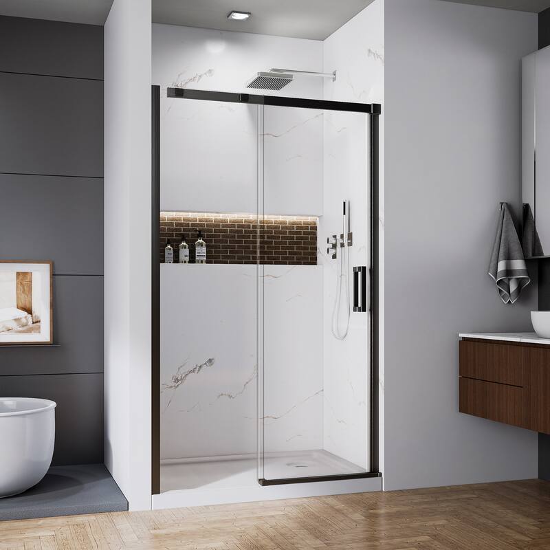 Modland 44-48" x 74'' Adjustable Sliding Shower Door, 5/16" SGCC Tempered Glass, Framed Enclosure with 304 Stainless Handle