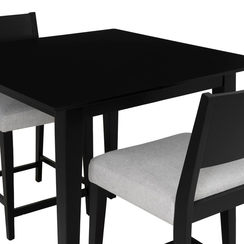 Caelan 3PC Upholstered Counter Set Black