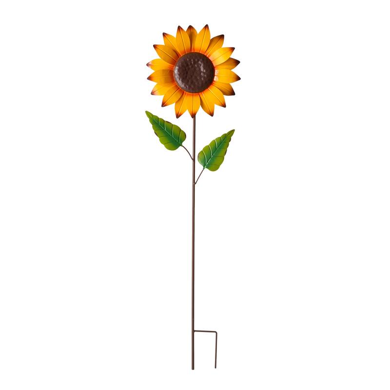 Glitzhome Fall Harvest Metal Sunflower Garden Stake Hanging Decor for Thanksgiving