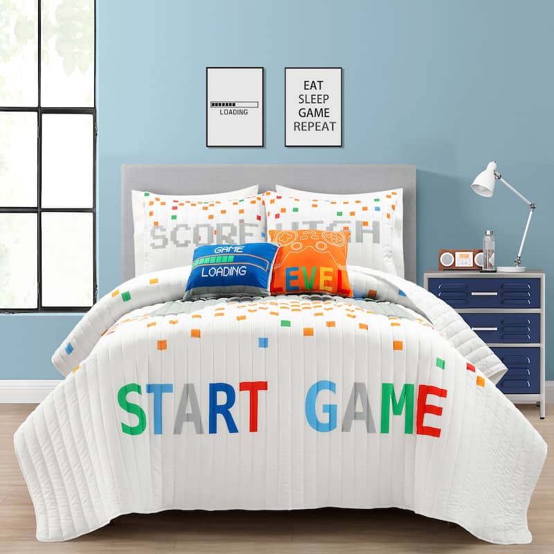Lush Decor Video Games Kids 5-piece Quilt Set - White - Full - Queen