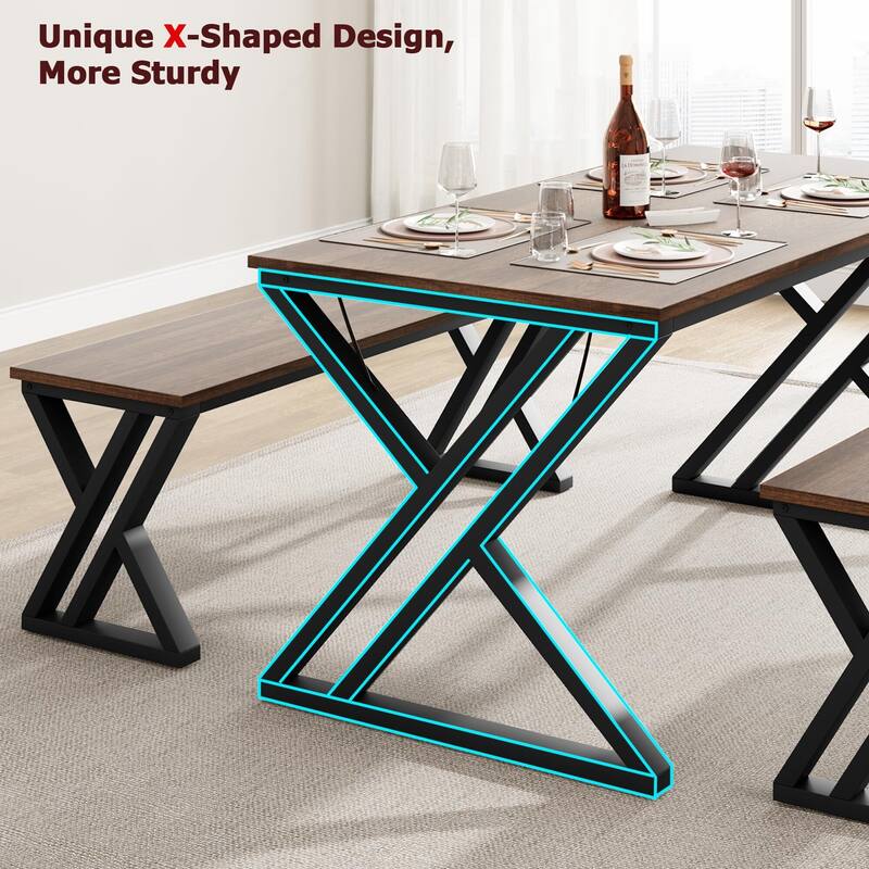 Dining Table Benches Set for 4