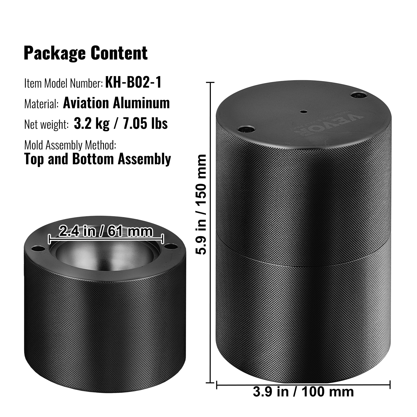 BENTISM Ice Ball Press,2.4/60 mm Diameter Ice Ball Maker,Aluminum