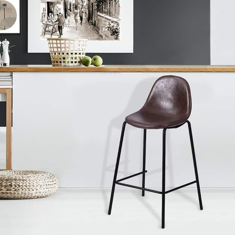 Porthos Home Tave Counter Stools Set Of 2, PU Leather Upholstery, Iron Legs