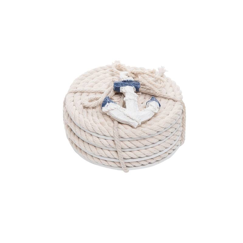 Cotton Rope Wood Composite Coasters, Set Of 4