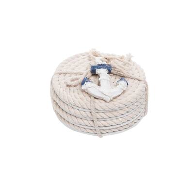 Cotton Rope Wood Composite Coasters, Set Of 4
