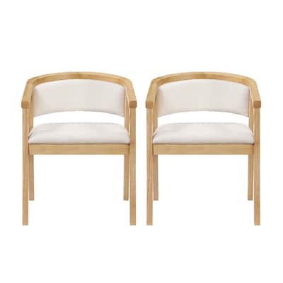 Christopher Knight Home - Noren Mid-Century Boucle Upholstered U-Shaped Dining Chair with Armrest - Set of 2