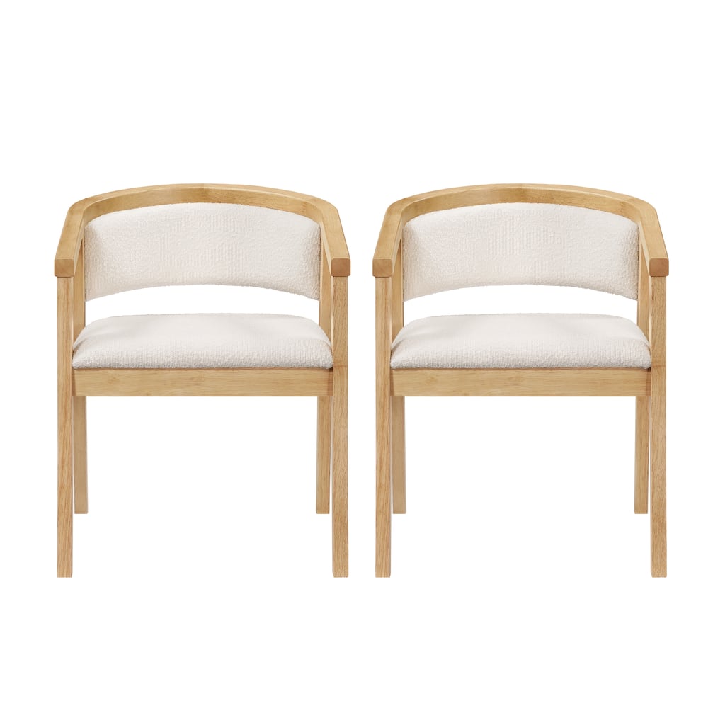 Christopher Knight Home - Noren Mid-Century Boucle Upholstered U-Shaped Dining Chair with Armrest - Set of 2