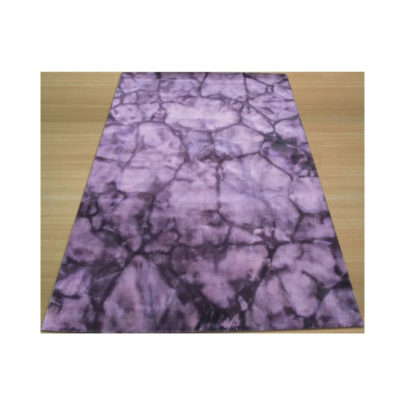 Purple Handmade Wool Contemporary Dip-Dyed Rug, 5' x 8', Soft Elegant Artistic Rug - L