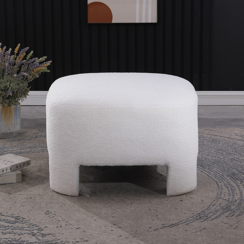 White Sherpa Sofa Ottoman 28.74", No Assembly - Perfect Living Room Addition