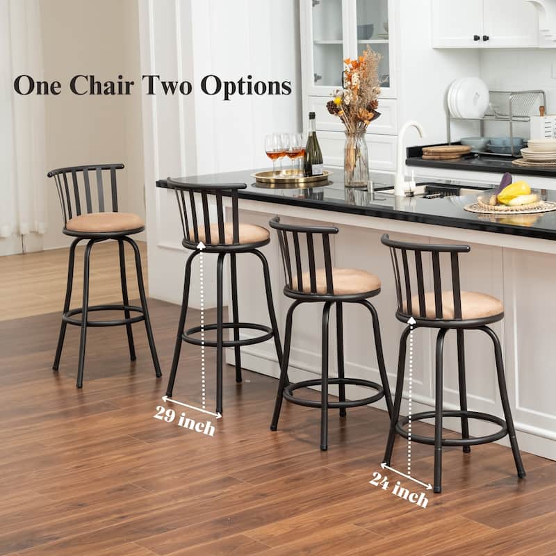 HomyLin Country Style Swivel Barstools for Kitchen Island Pub, Brown