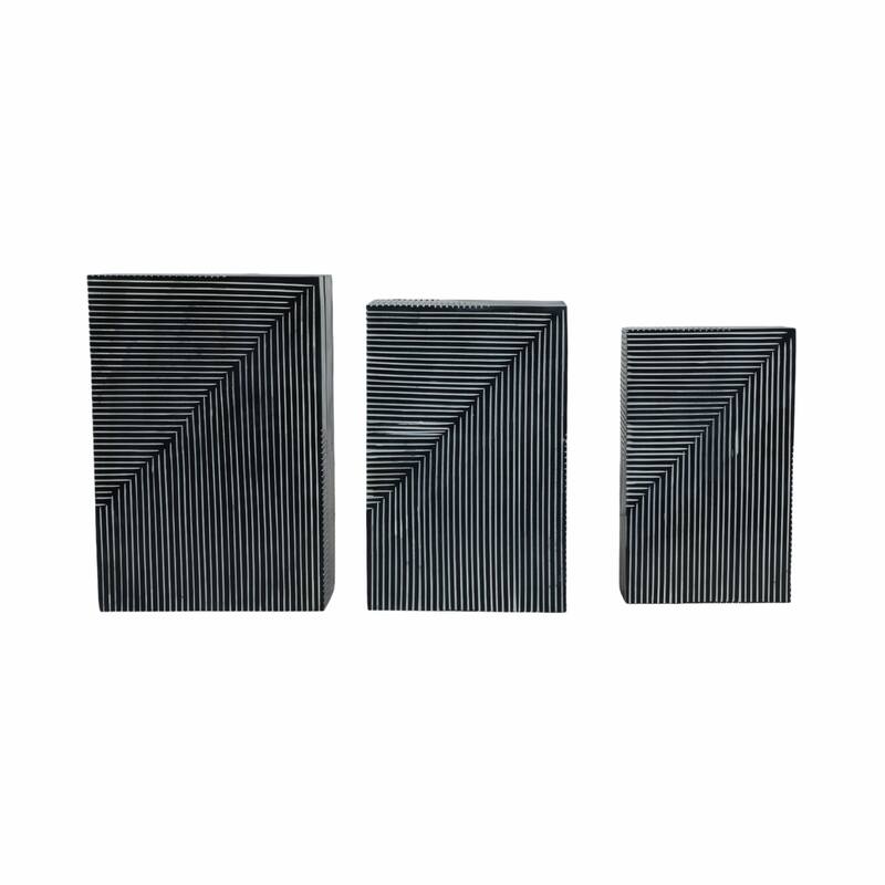 Decorative Box with Lid - Set of 3, 10", 11", 12", Blue - 12.0"