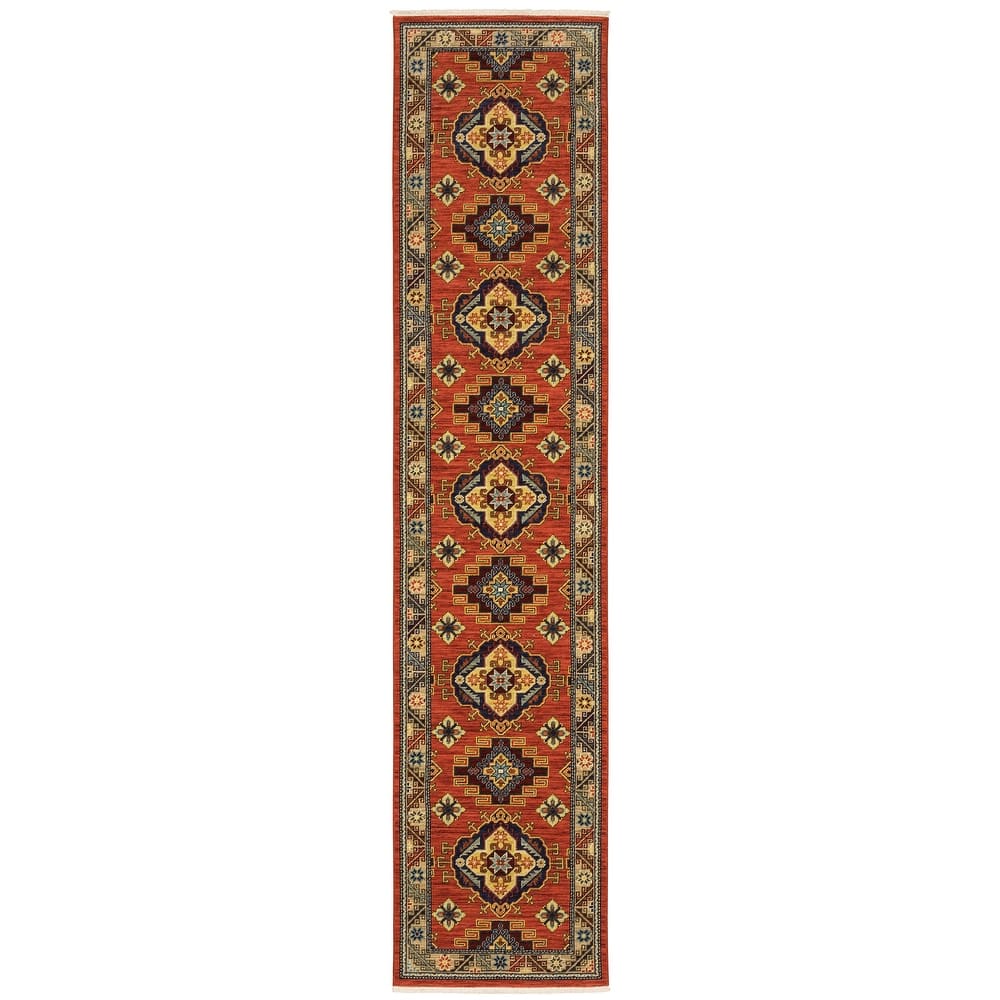 Style Haven Leander Tribal Medallion Fringed Wool Blend Area Rug
