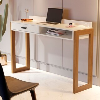 Boahaus Modern Computer Desk with Storage built-in USB port outlets ...