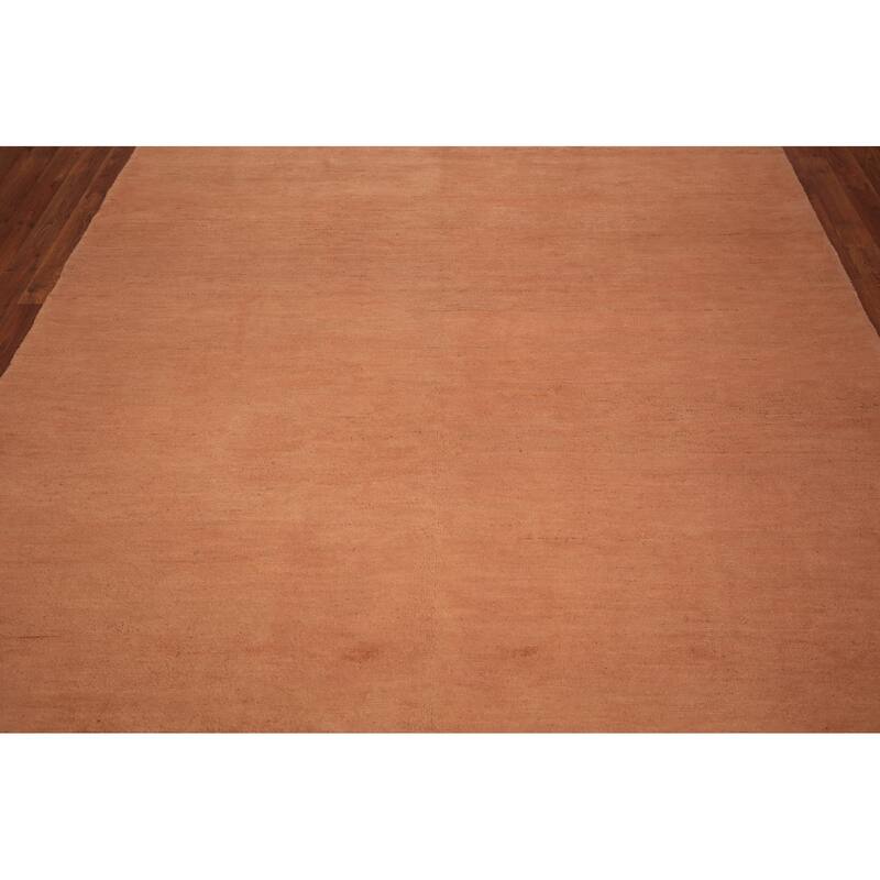 Orange Modern Gabbeh Area Rug Hand-Knotted Wool Carpet - 6'8" x 9'9"