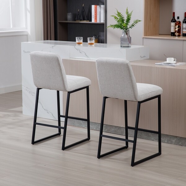 Upholstered Linen Fabric Kitchen Breakfast Bar Stools with Footrest for Living Room Bed Bath Beyond 41532792