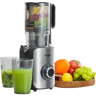 Juicer Machines, Cold Press Juicer with 4.8" Wide Chute, Slow Masticating for Whole Vegetables & Fruits, Black