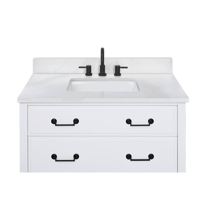 Avanity 37 in. Calacatta Quartz Top with Rectangular Undermount Sink