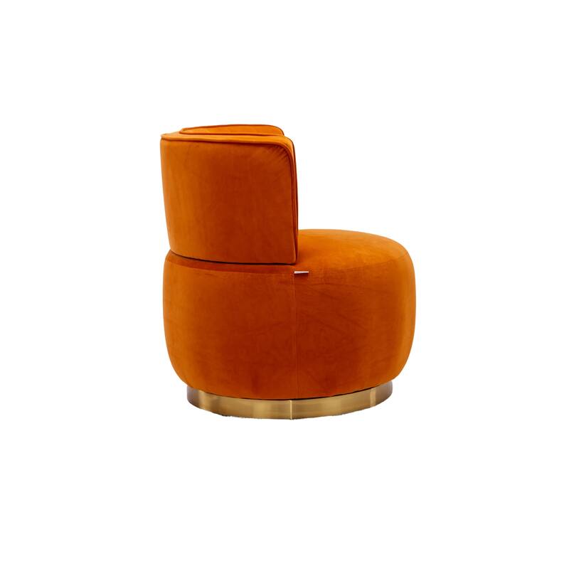 Orange Modern 25.2" Upholstered 360° Swivel Barrel Chair with Wide Upholstered and Sturdy Hardwood Frame