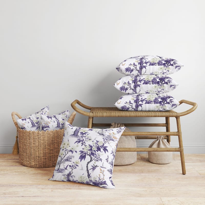 Open Air Orchid Faux Suede Reversible Throw Pillow White and Purple