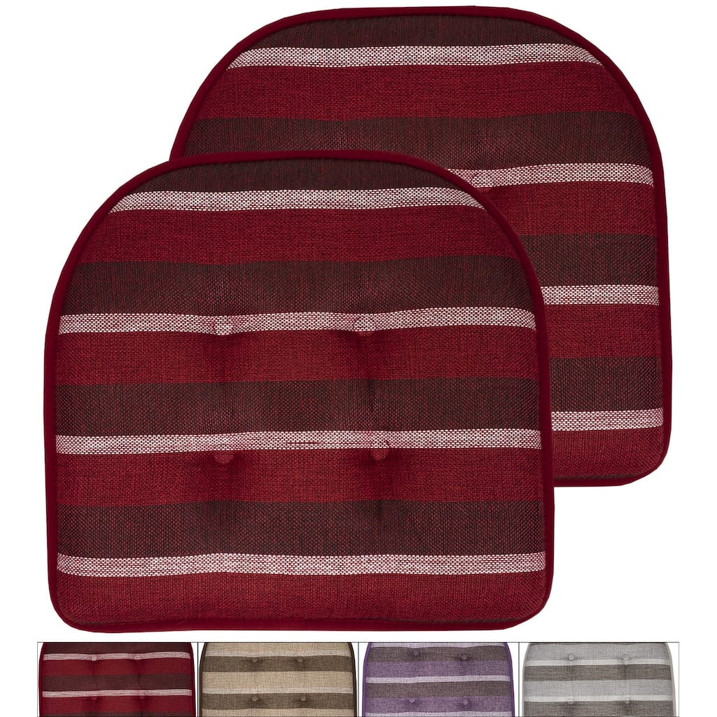 Sweet Home Collection Bradford Striped U Shaped Memory Foam Chair Cushion 17" x 16"