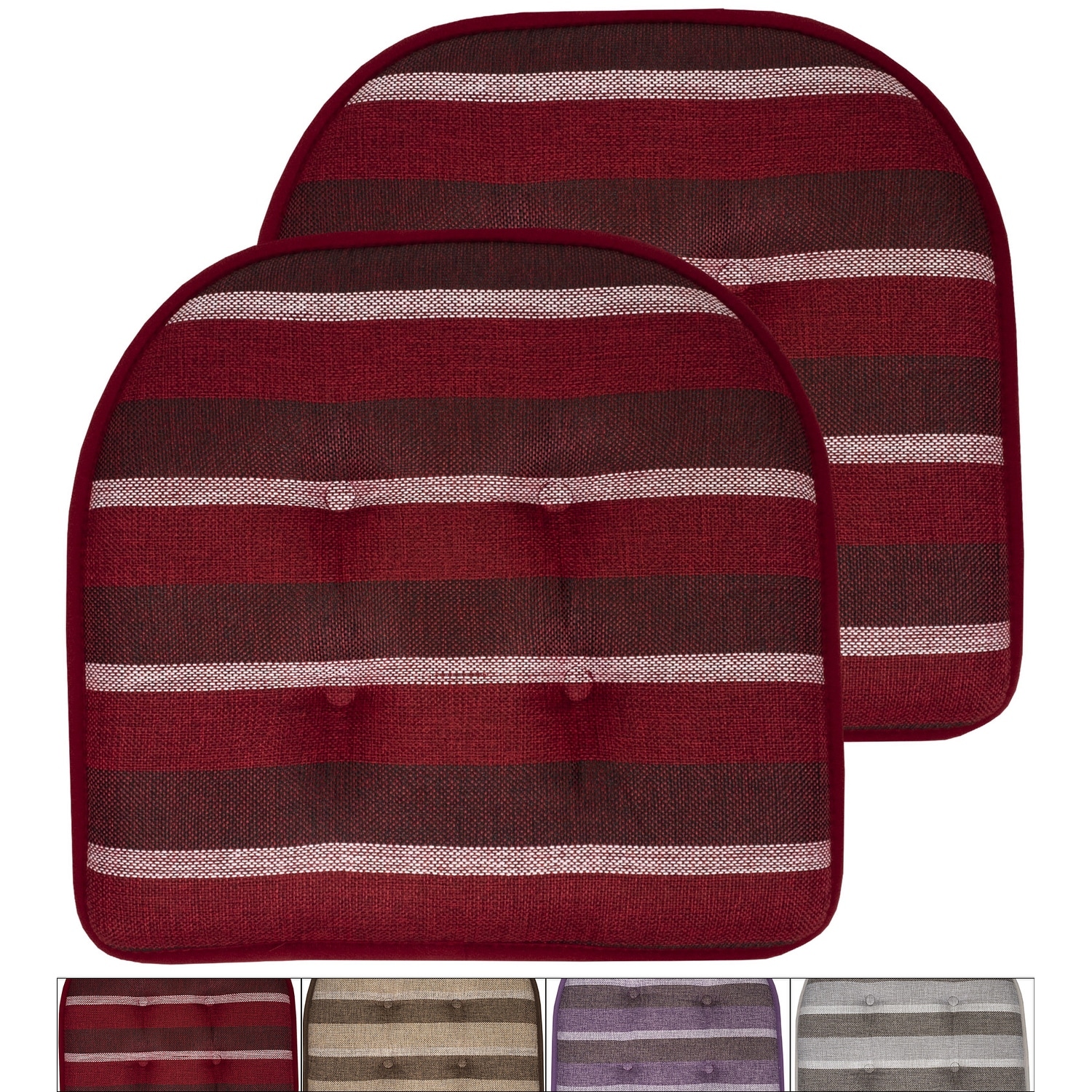 Sweet Home Collection Bradford Striped U Shaped Memory Foam Chair Cushion 17" x 16"