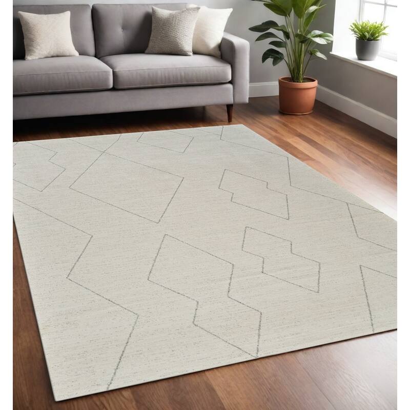 Betab Distressed Abstract Modern Stain Resistant Woven Durable Area Rug By HomeRoots - 5' X 8' - Cream and Beige - Rectangle