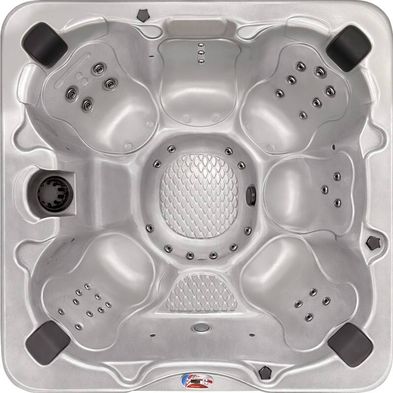 American Spas 7-Person 56-Jet Premium Acrylic Bench Spa Standard Hot Tub with Sound System and LED Waterfall