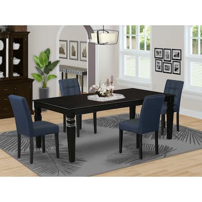East West Furniture Kitchen Set Consists of a Rectangle Kitchen Table and Chairs, Black (Pieces Options)