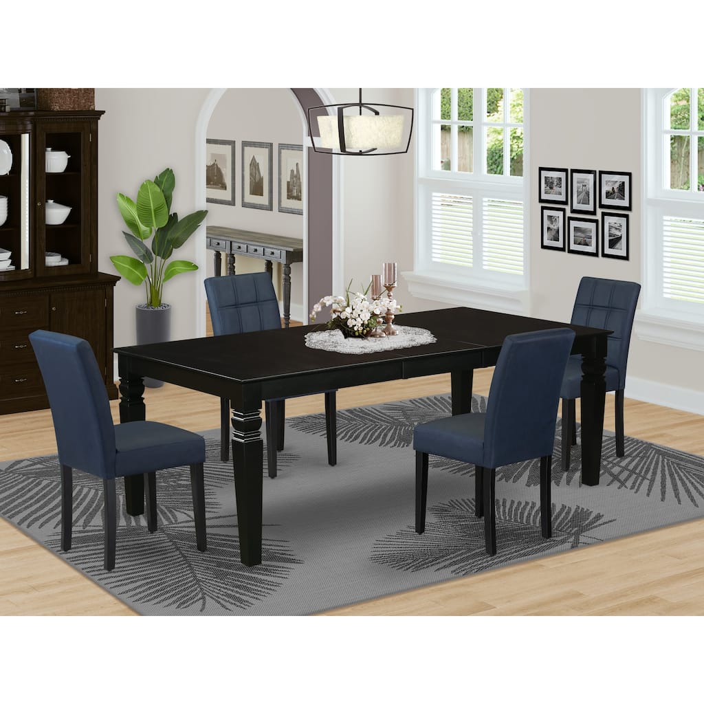 East West Furniture Kitchen Set Consists of a Rectangle Kitchen Table and Chairs, Black (Pieces Options)