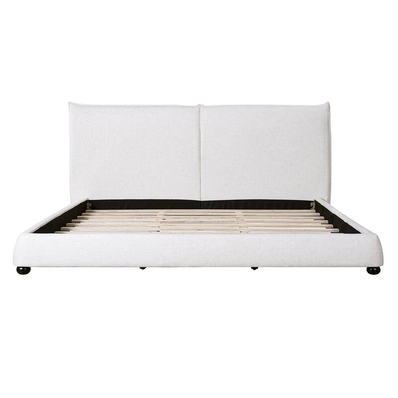 Christopher Knight Home - Naomi Modern Linen Upholstered King Platform Bed with Pillow-Back Headboard
