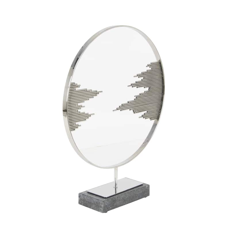 Black Stainless Steel Metal Geometric Decorative Sculpture with Stand - 19 x 4 x 23