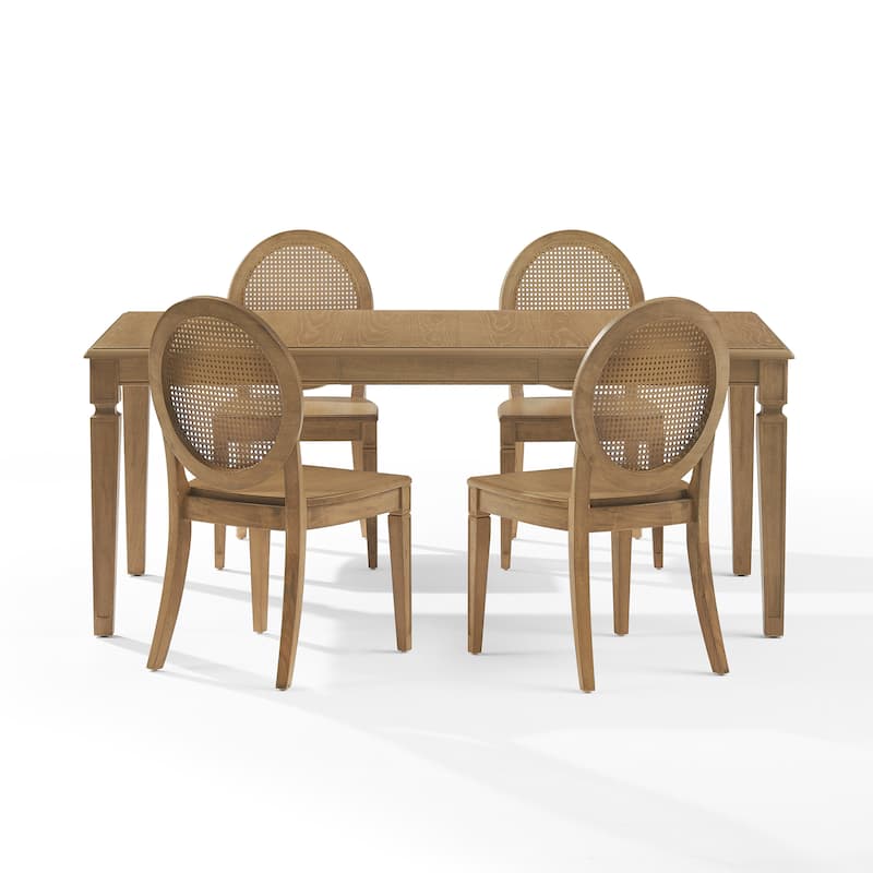 Crosley Katia 5-Piece Dining Table Set For 4 With Cane-Back Chairs