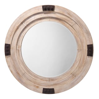 Alden Decor Nowelle Wood Mirror, White Washed