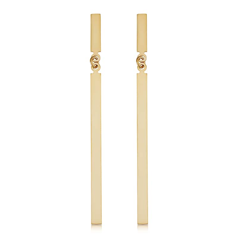 14k Yellow or Rose Gold Bar Drop Earrings