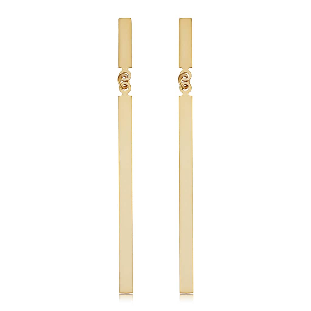 14k Yellow or Rose Gold Bar Drop Earrings