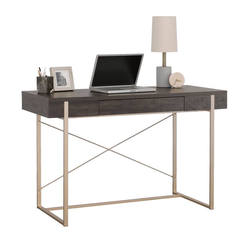 Wood Writing Desk with Elegant Design, Dark Brown