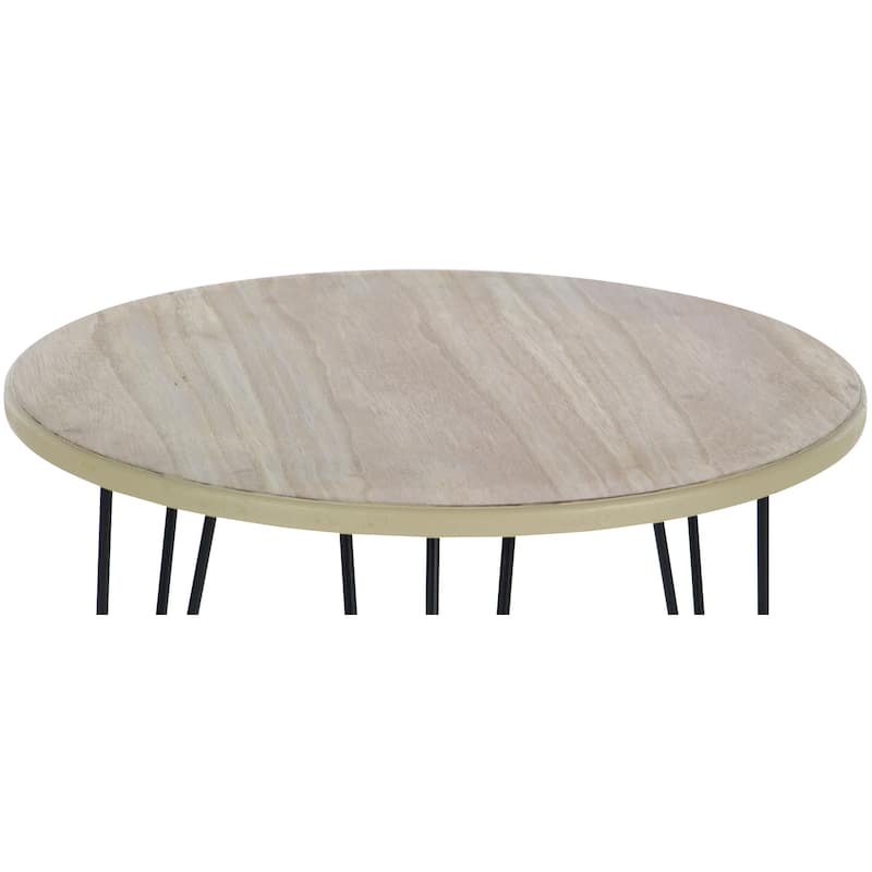 Wooden Accent Table with Black Metal Hairpin Legs - Brown - Roche River Decor - 18"W x 18"L x 22"H