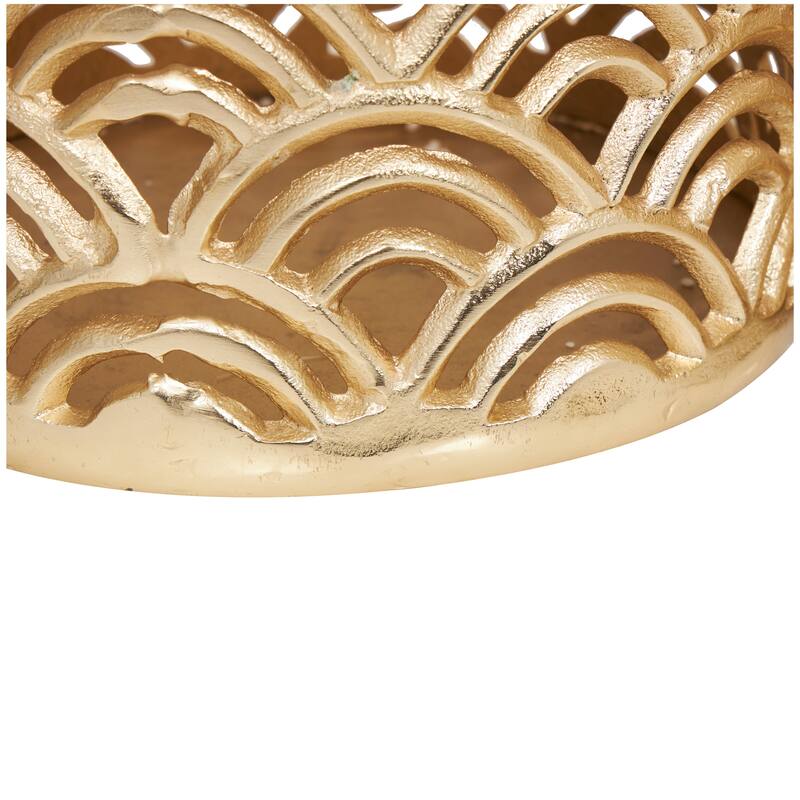 Silver or Gold Aluminum Metal Art Deco Inspired Geometric Vase with Arch Designs (Set of 2)