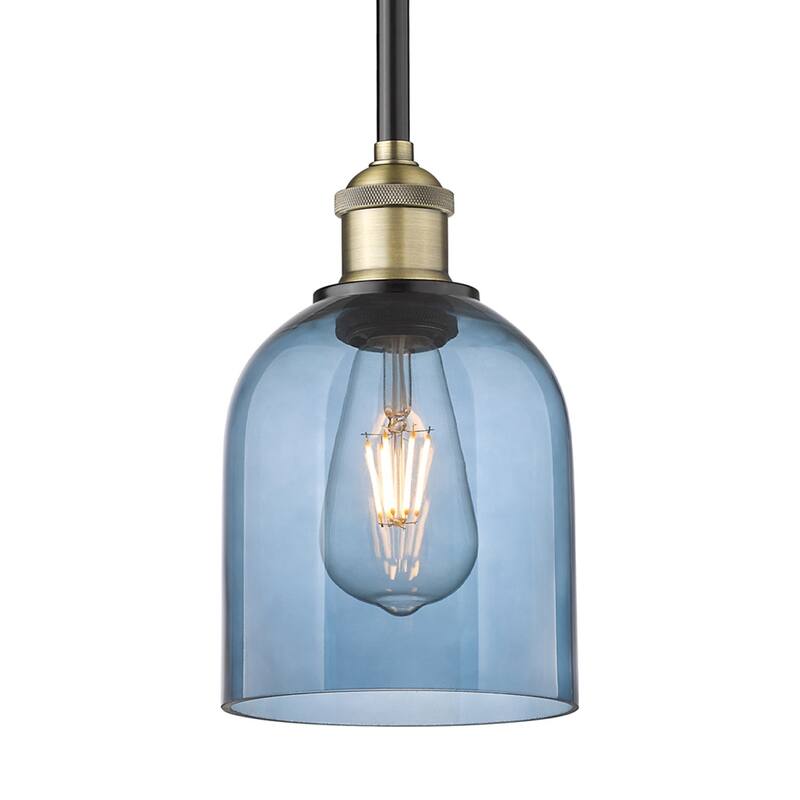 Innovations Lighting 616-1S 9 6 Bella Pendant Bella 6" Wide Mini - Black Antique Brass / Princess Blue