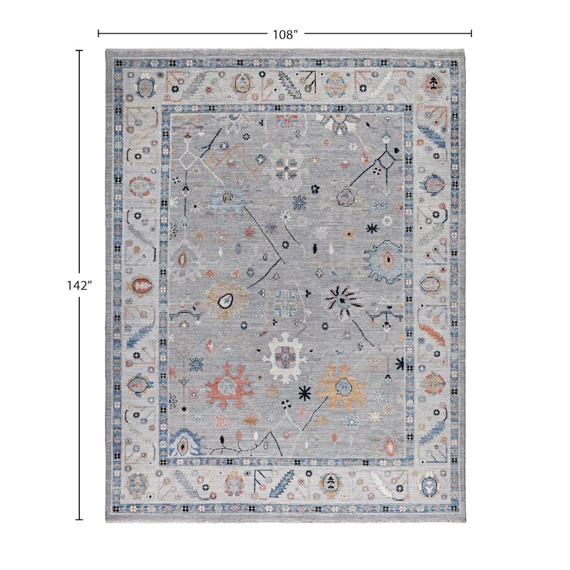 Oushak One-of-a-Kind Hand-Knotted Area Rug - Gray - 9' 0" x 11' 10"
