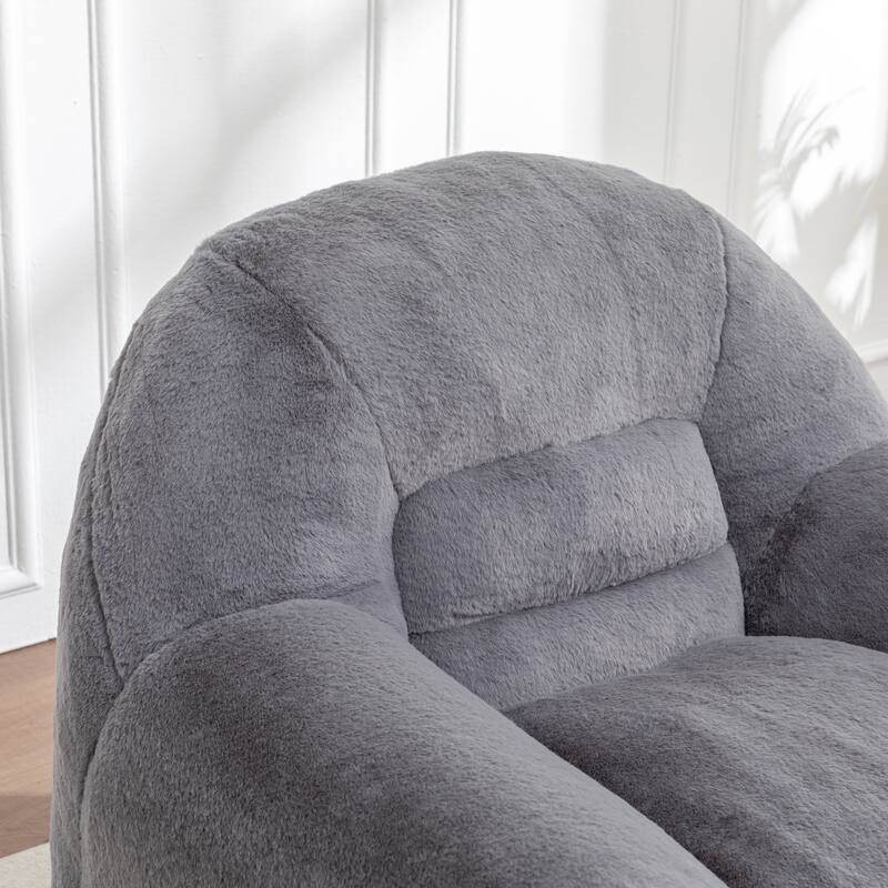 Faux Fur Bean Bag Chair with Back Support & Footstool - Comfy Floor Sofa for Adults & Kids, Living Room, Bedroom (2 Options)