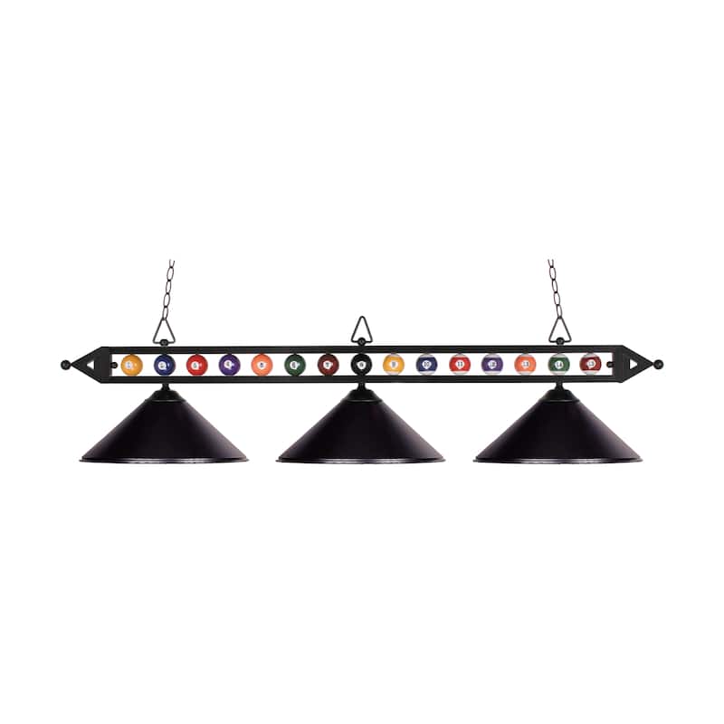Designer Classics 58-inch Wide 3-Light Linear Chandelier in Antique Copper - Black