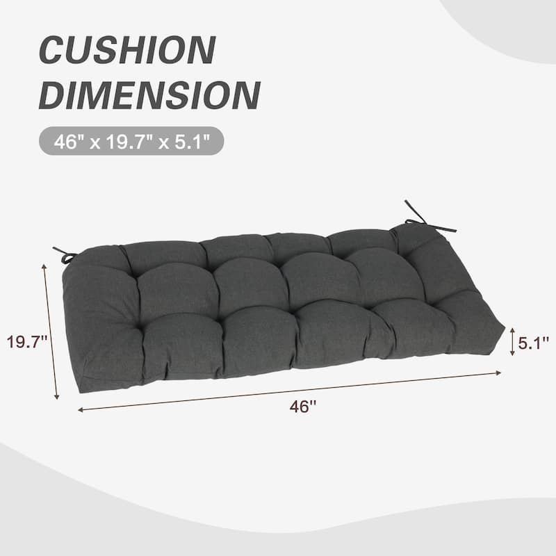 Aoodor Outdoor Polyester Tufted Bench Cushion, Water-resistant & Fade-Resistant Cushion